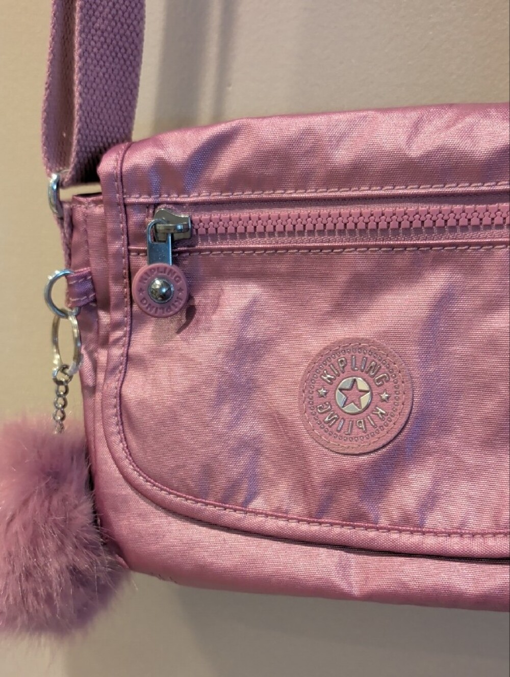 Kipling Pink Metallic Crossbody Shoulder Bag - Picture 2 of 7